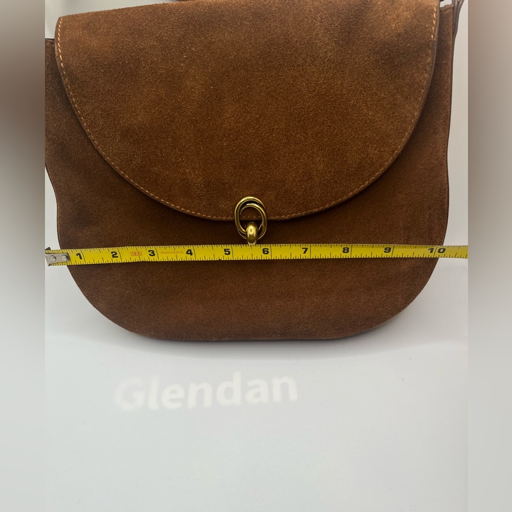 Women’s Brown Faux Suede Leather Convertible Crossbody Hand Bag OS - Picture 9 of 13